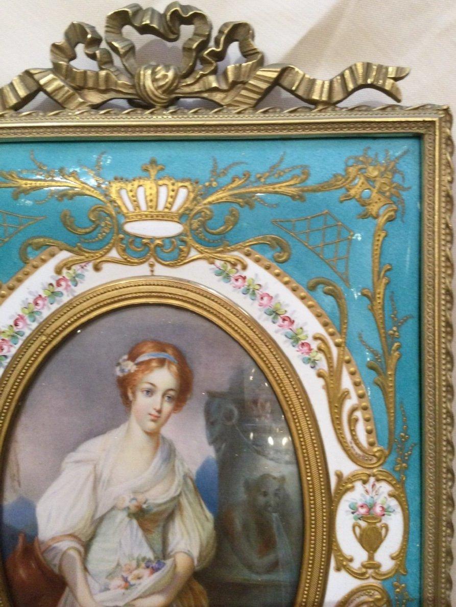 European Frame in Gilded Bronze and Enamel Late 19th Century