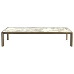 Frame Large Coffee Table in Calacatta Gold Marble Top with Brown Burnished Brass