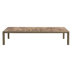 Frame Large Coffee Table in Emperador Dark Marble Top with Brown Burnished Brass