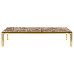 Frame Large Coffee Table in Emperador Dark Marble Top with Polished Brass
