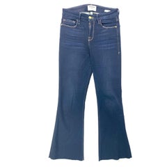 Vaqueros Frame Le Cropped Mini Bota Vaquera Azul Marino, Talla 26
