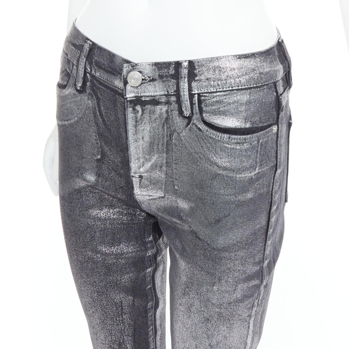 FRAME Le High Skinny Crop metallic silver coated pants 24
