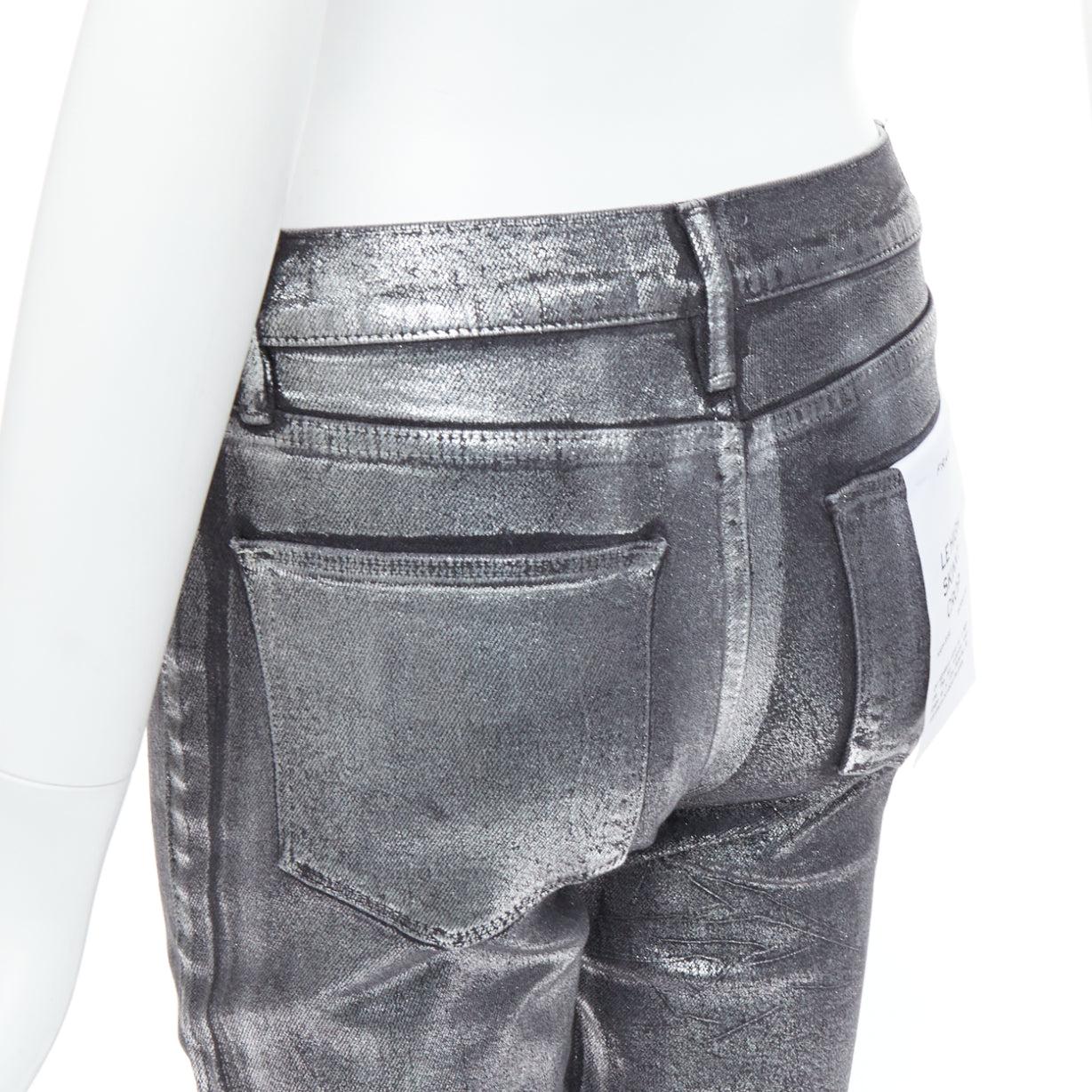 FRAME Le High Skinny Crop metallic silver coated pants 24