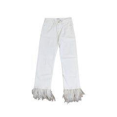 Frame Le High Straight with Fur Jeans Blanc, Size 27