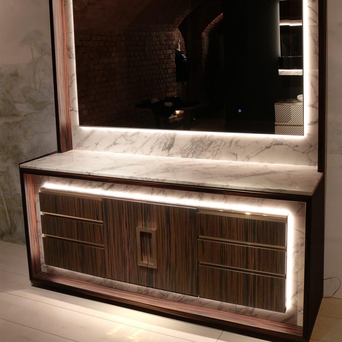 Hand-Crafted Frame LF Arabescato Sideboard with Mirror