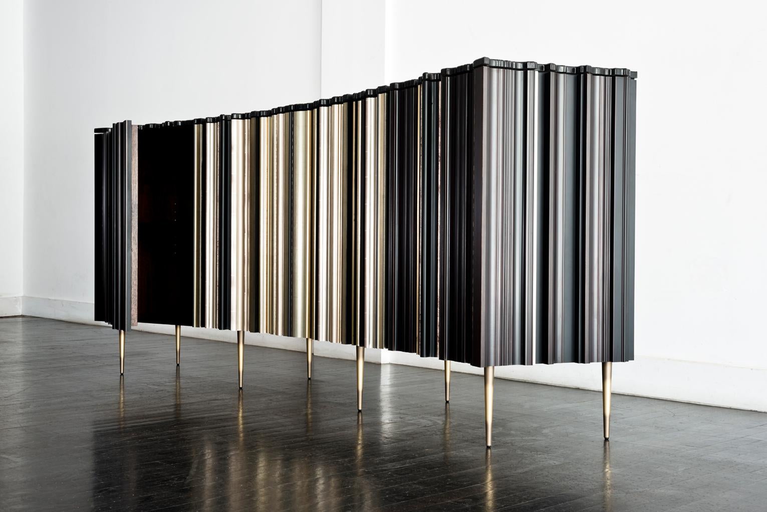 Modern Frame Long Curved Sideboard by Luis Pons