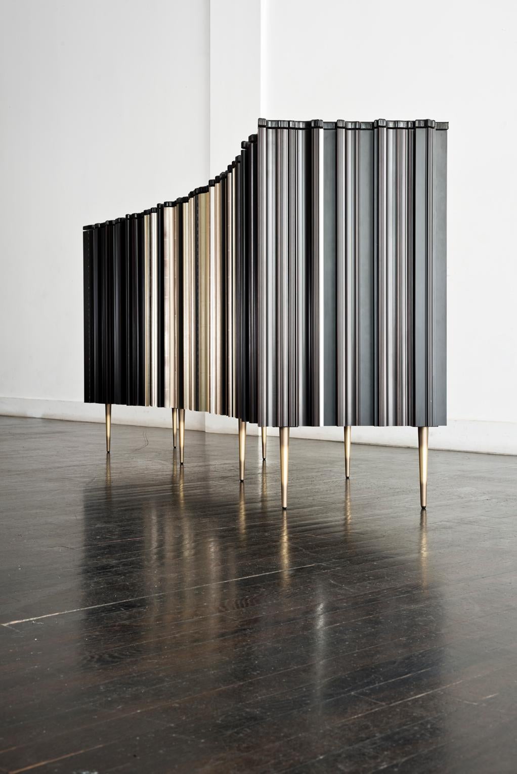 Appliqué Frame Long Curved Sideboard by Luis Pons