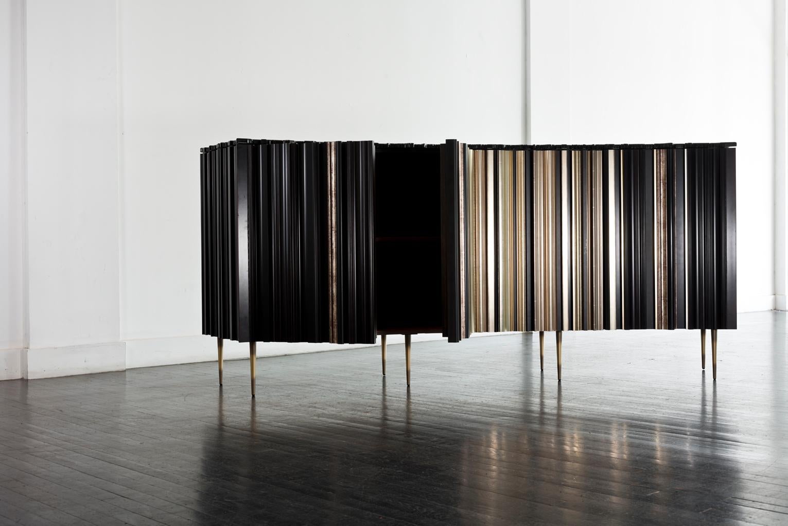 Contemporary Frame Long Curved Sideboard by Luis Pons