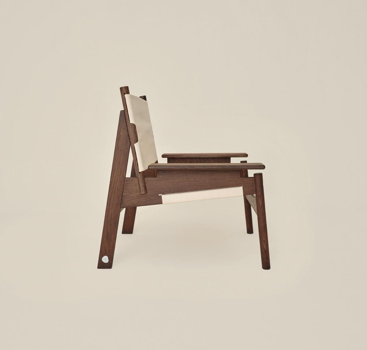 Japonisme KITA LIVING Frame Lounge Chair  - Oak Chocolate - Bone White For Sale