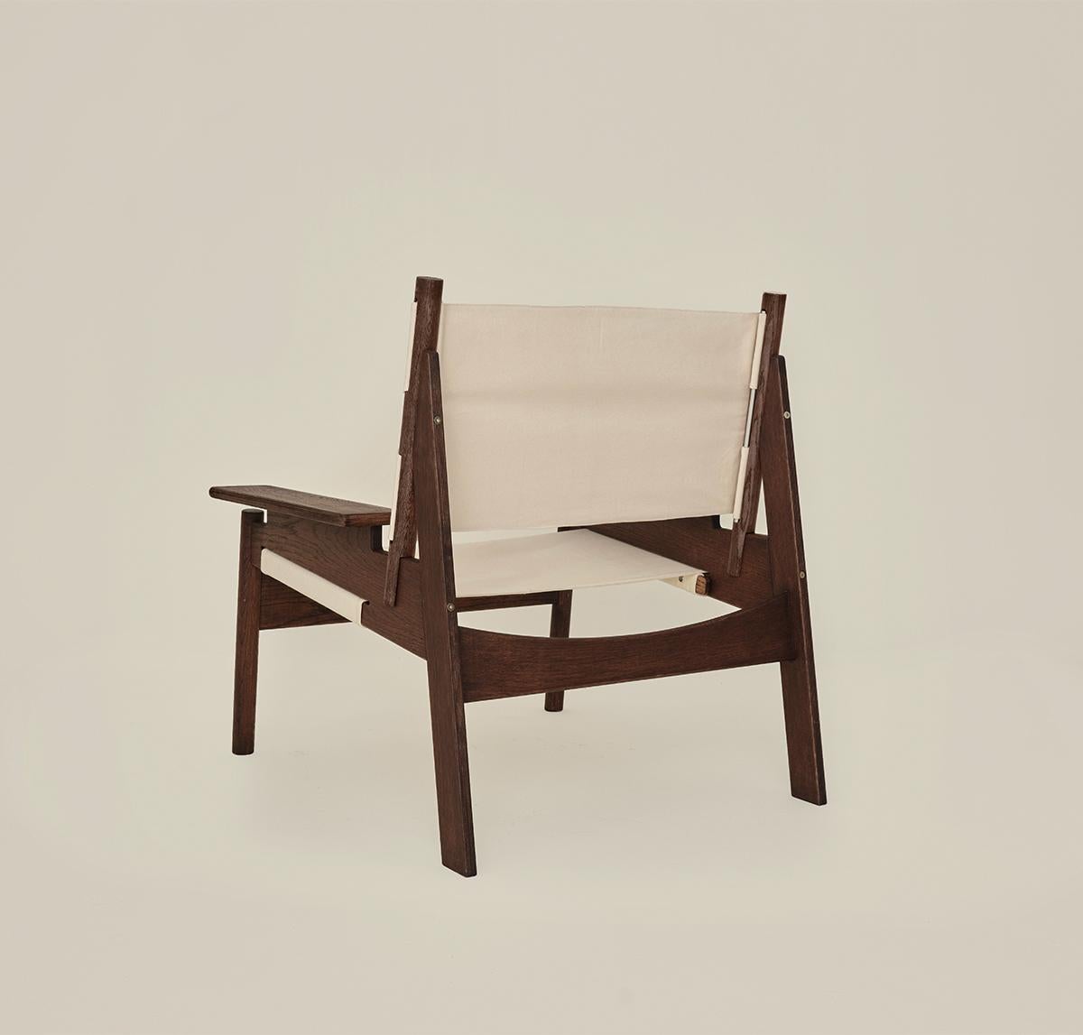 Turkish KITA LIVING Frame Lounge Chair  - Oak Chocolate - Bone White For Sale