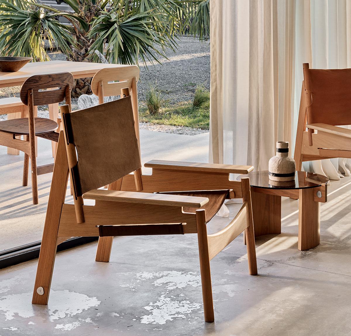 Turkish KITA LIVING Frame Lounge Chair - Oak Mist - Brown For Sale