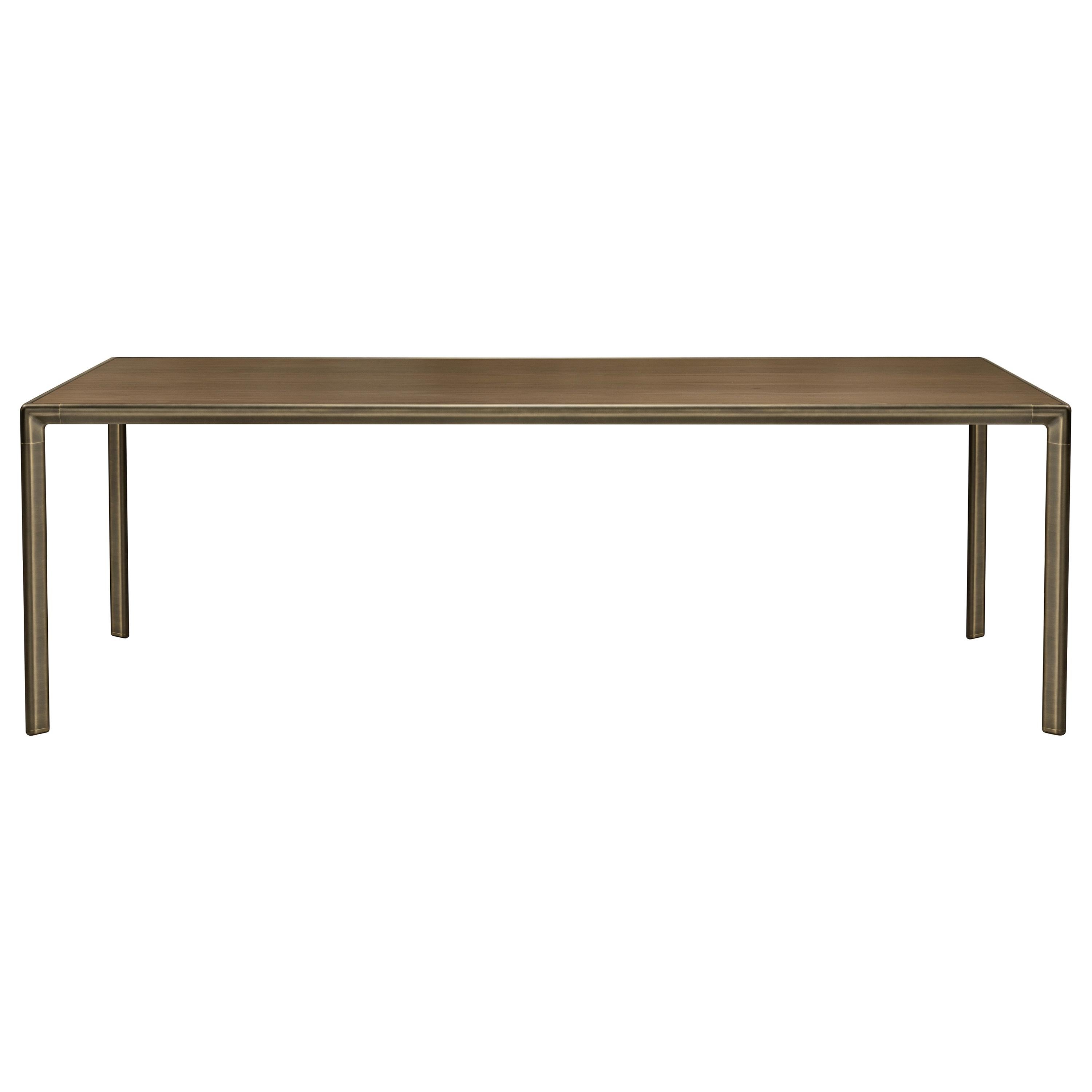 Frame Medium Dining Table with Canaletto Walnut Top & Brown Burnished Brass