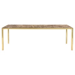 Frame Medium Dining Table with Emperador Dark Marble Top and Polished Brass