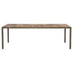Tavolo da pranzo medio Frame con piano in marmo scuro Emperador e ottone brunito marrone