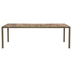 Table de salle à manger moyenne Frame avec plateau en marbre foncé Emperador et laiton brun bruni