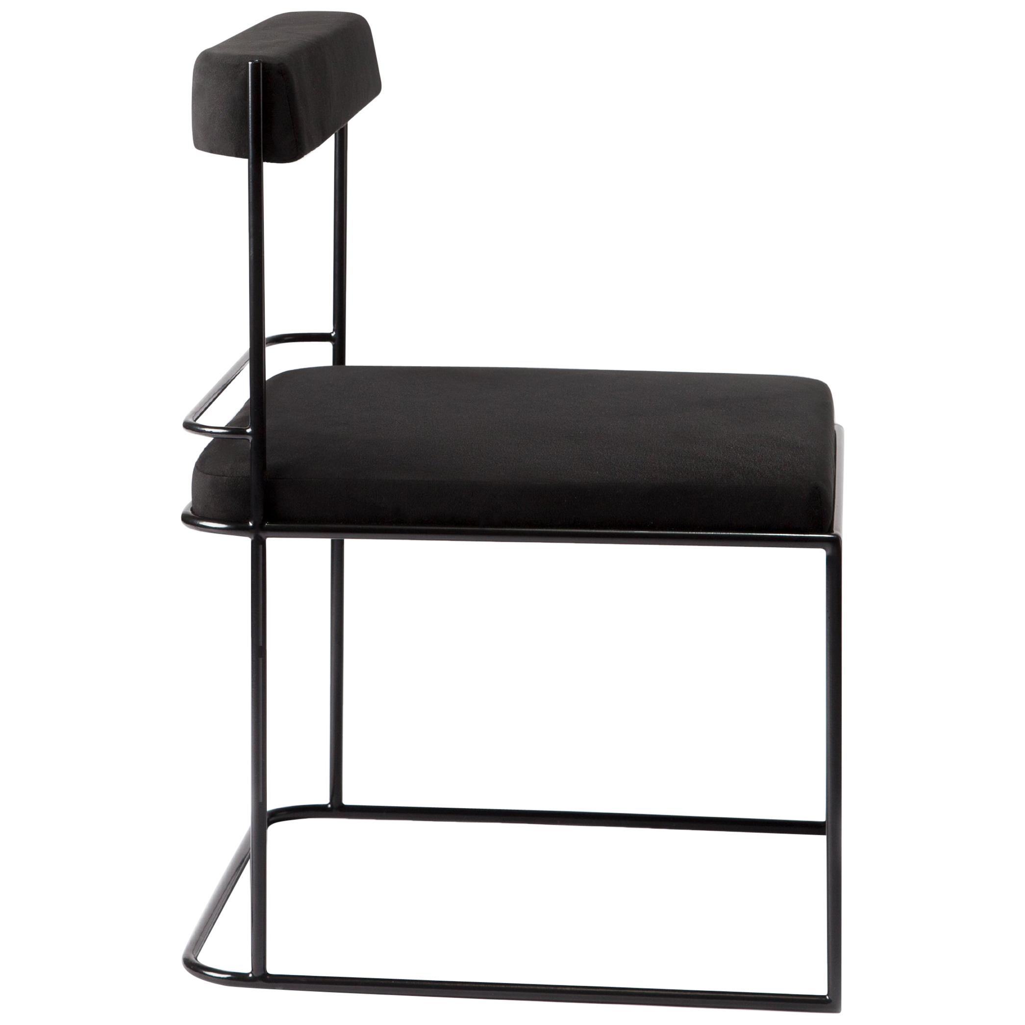 Frame, Minimalist Black Metal Structured Side Chair