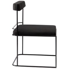 Frame, Minimalist Black Metal Structured Side Chair