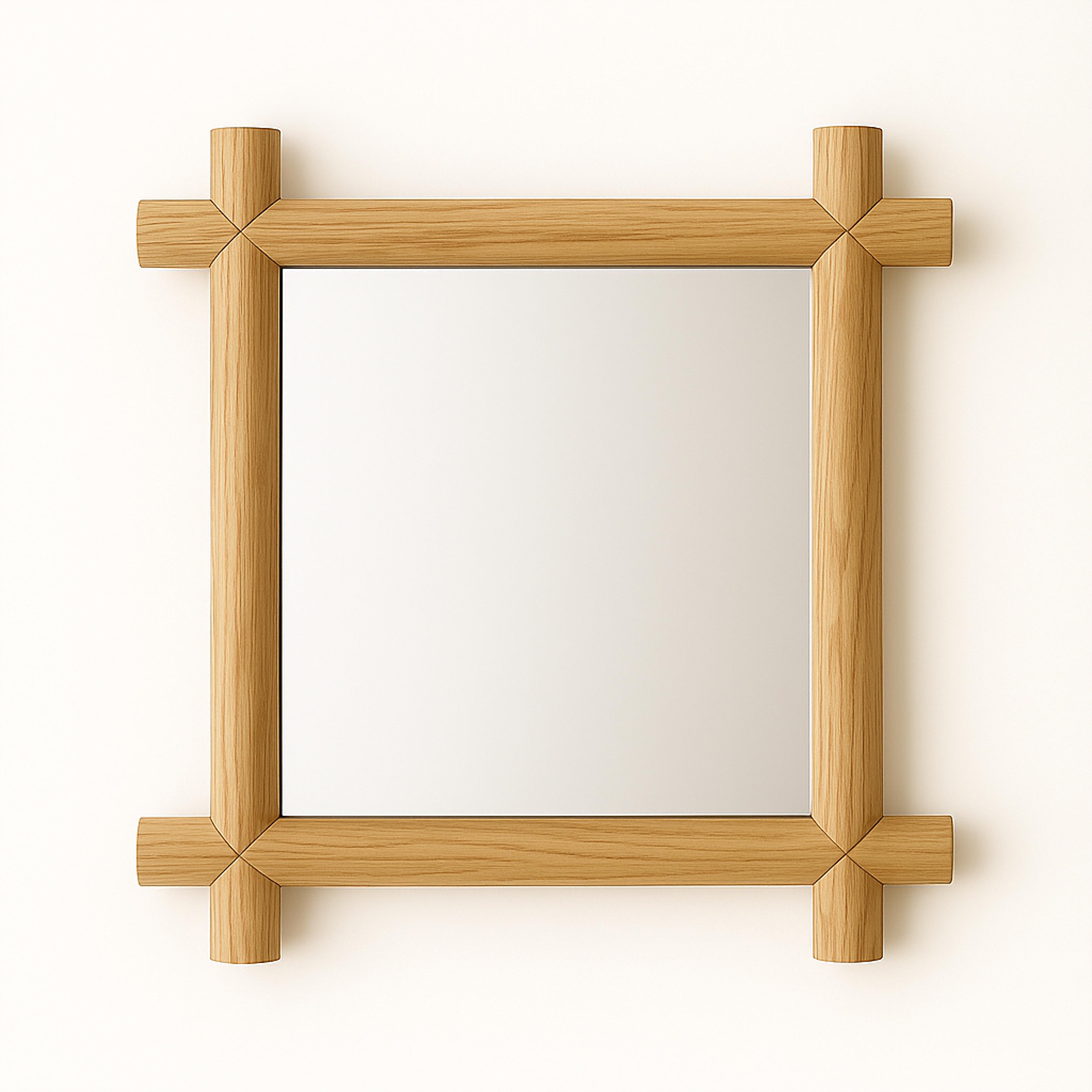 Rahmenspiegel, handgefertigt aus Massivholz, minimalistisch und detailliert in Natur (Türkisch) im Angebot
