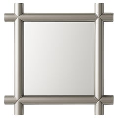 Frame Mirror, Handmade Solid Wood, Minimal and Detailed Look in Silver