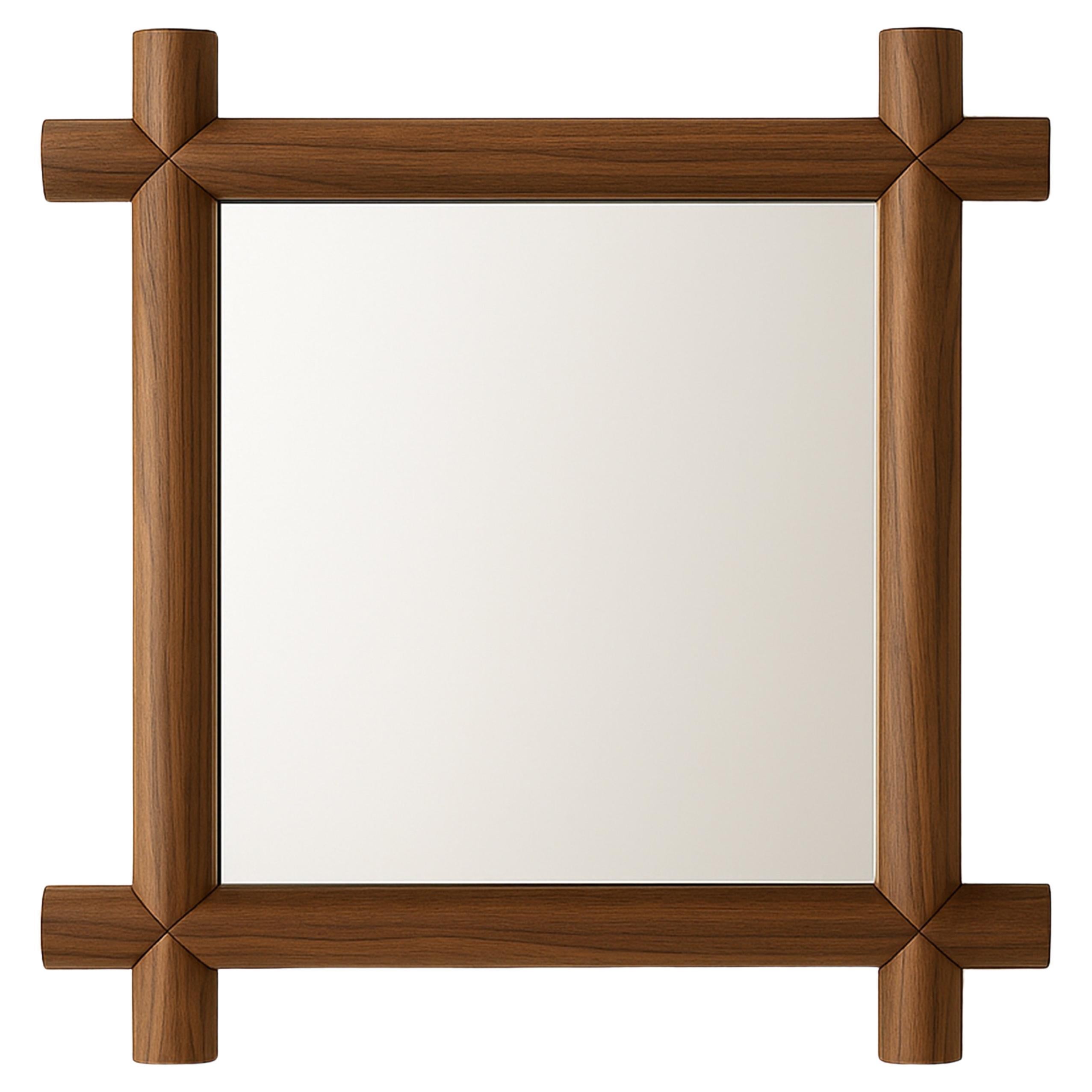 Espejo con Marco, Hecho a Mano de Madera Maciza, Aspecto Mínimo y Detallado en Nogal en venta