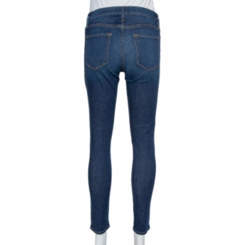 Women's Frame Navy Blue Denim Le Skinny de Jeanne Crop Lennox Jeans M For Sale