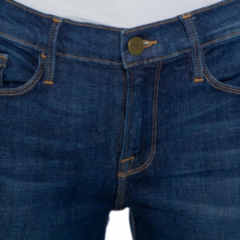 Frame Navy Blue Denim Le Skinny de Jeanne Crop Lennox Jeans M For Sale 1