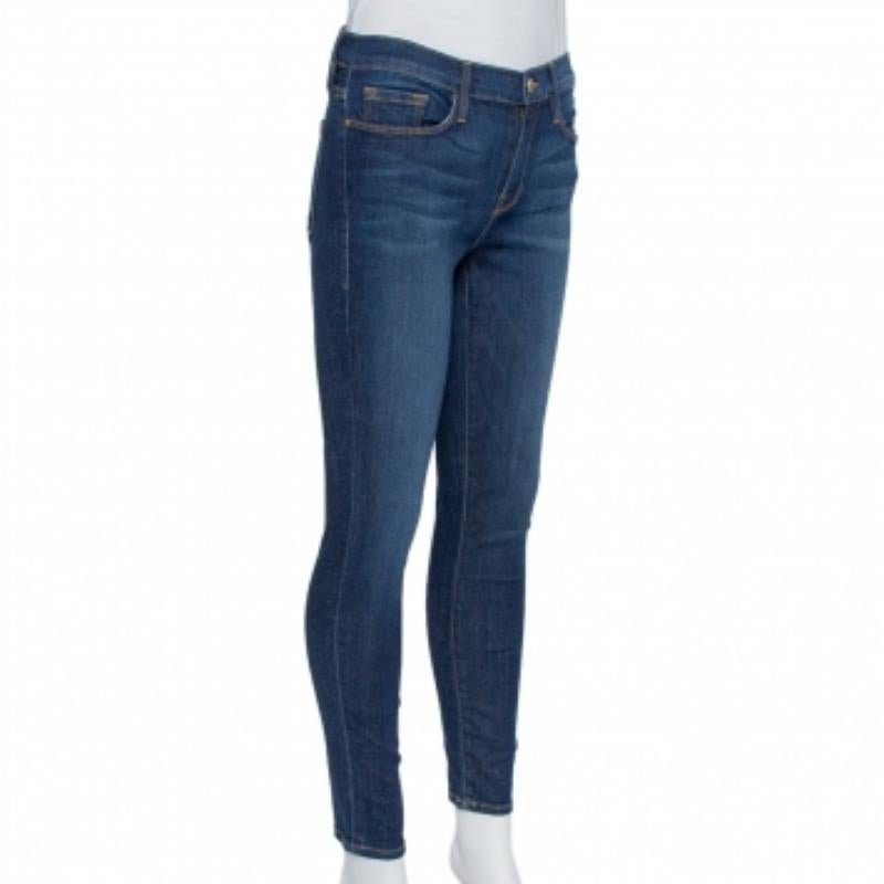 Frame Navy Blue Denim Le Skinny de Jeanne Crop Lennox Jeans M For Sale 2