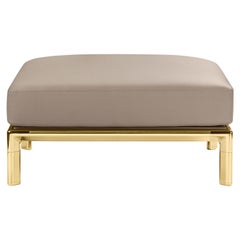 Frame Ottoman in Leather with Polished Brass by Stefano Giovannoni