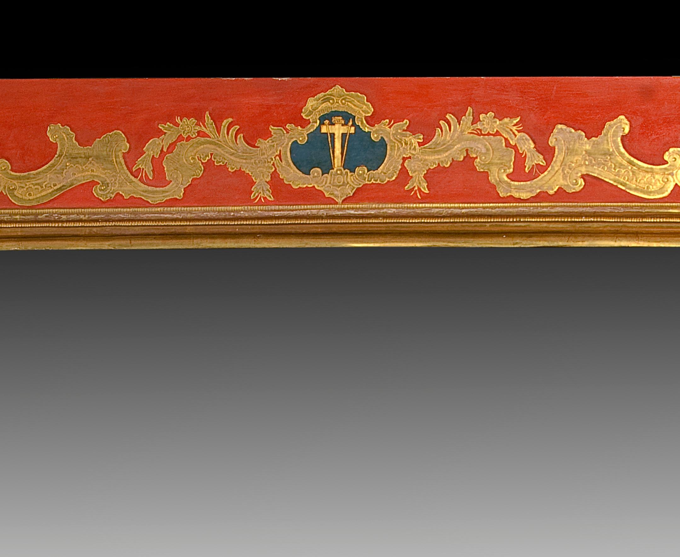 Néoclassique Cadre:: polychromé et en bois doré:: 18ème siècle en vente