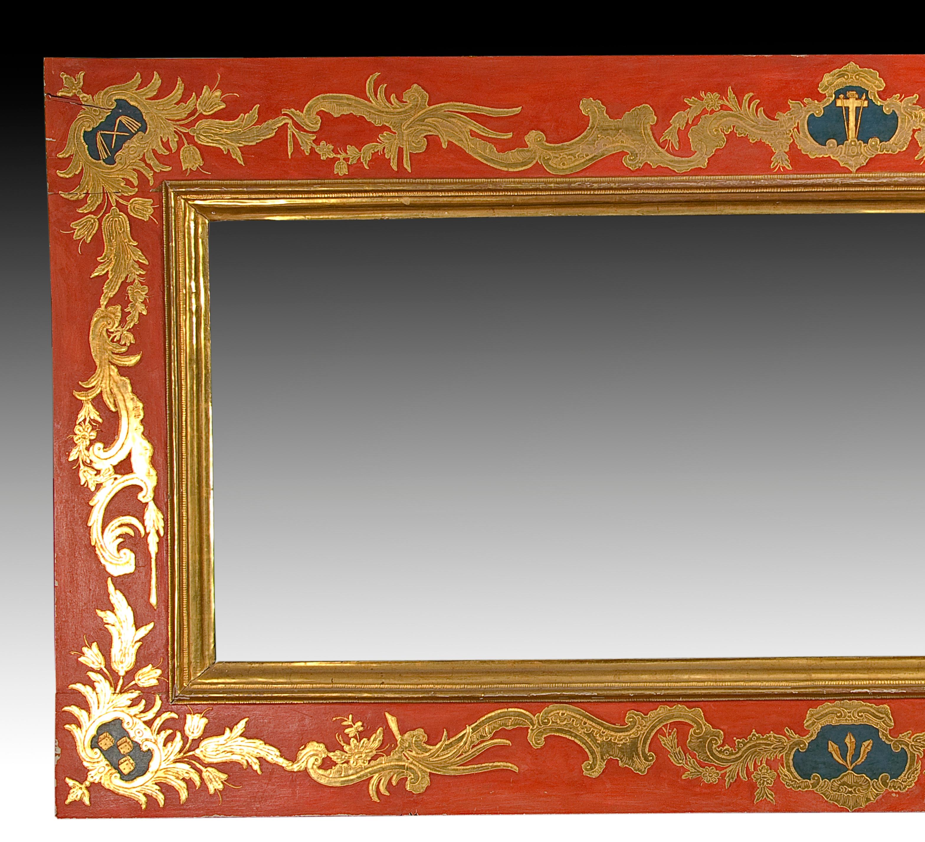 European Frame, Polychromed and Giltwood, 18th Century For Sale