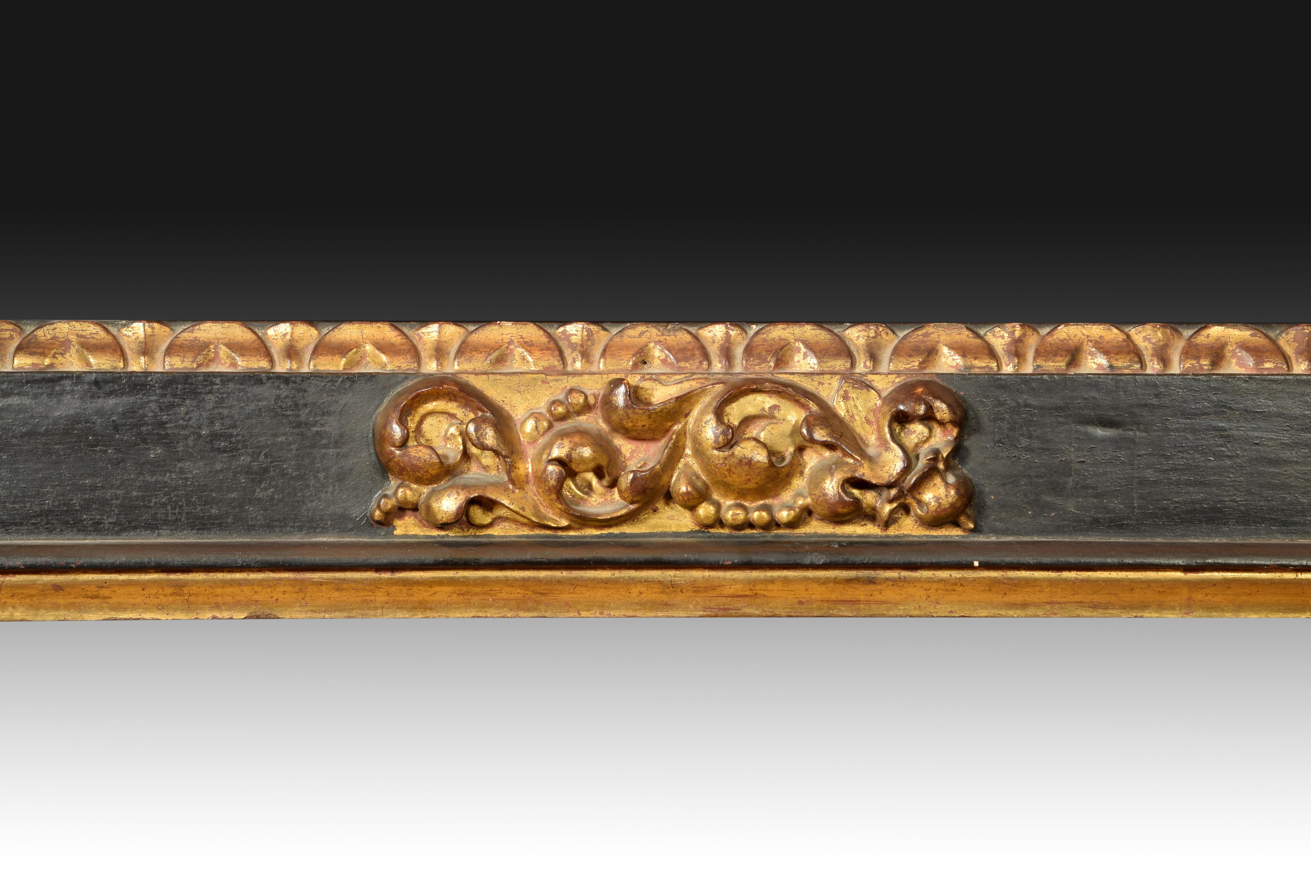 European Frame. Polychromed Wood. Baroque, 17th Century