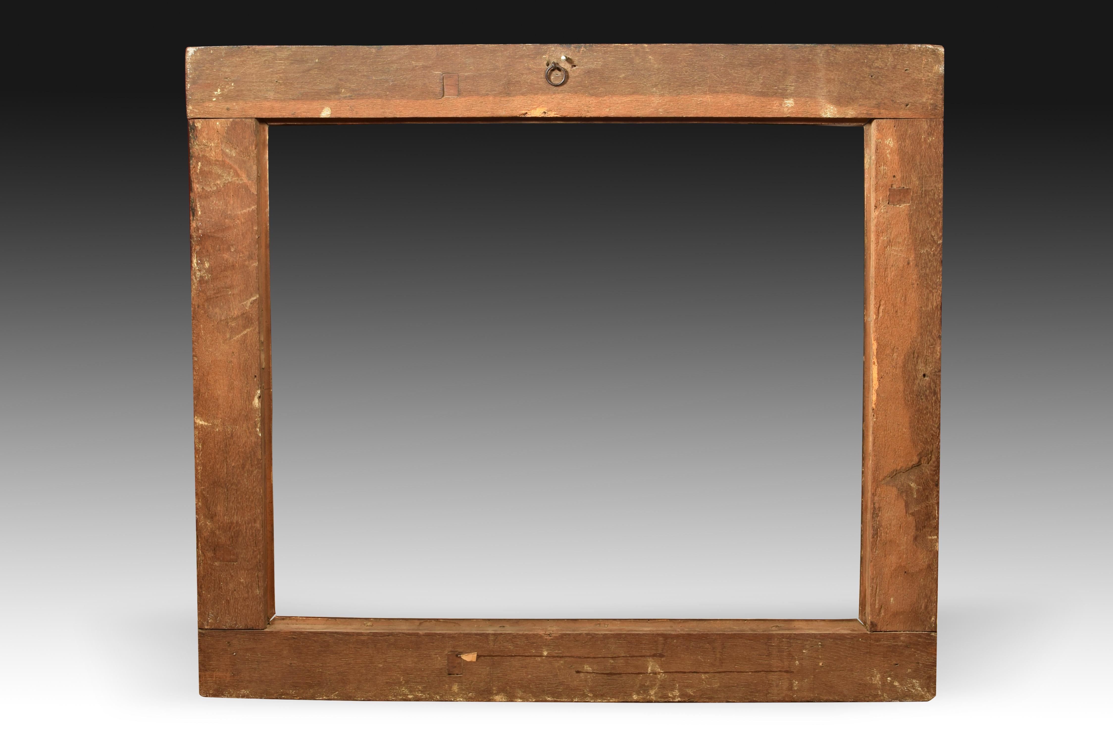 Hand-Painted Frame. Polychromed Wood. Baroque, 17th Century