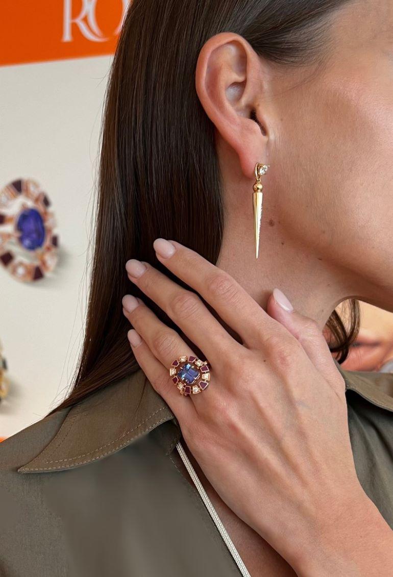 En vente :  Bague Frame, laquée noire, or jaune, diamant et péridot 4