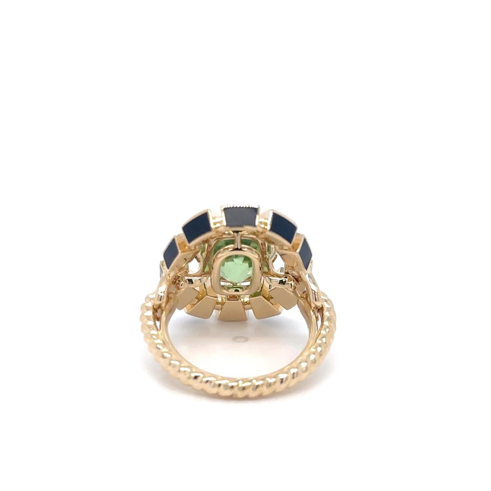 En vente :  Bague Frame, laquée noire, or jaune, diamant et péridot 5