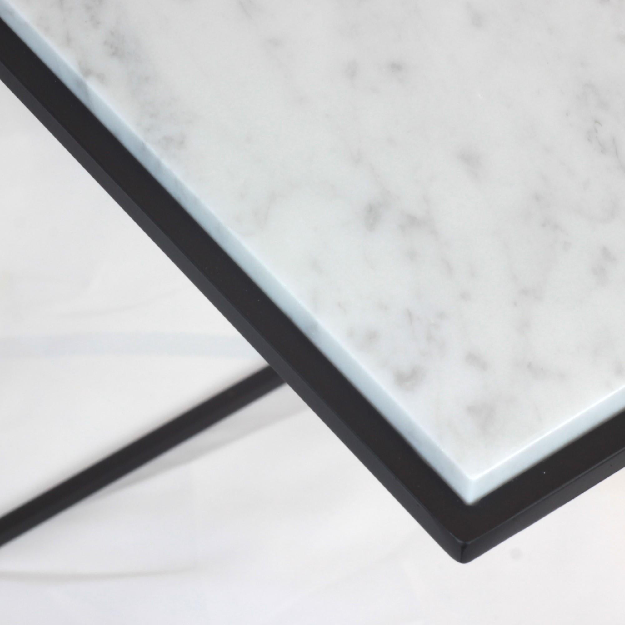 Italian FramE Side Table: Elegant Design with 3D Frame , Carrara marble By DFdesignLab For Sale