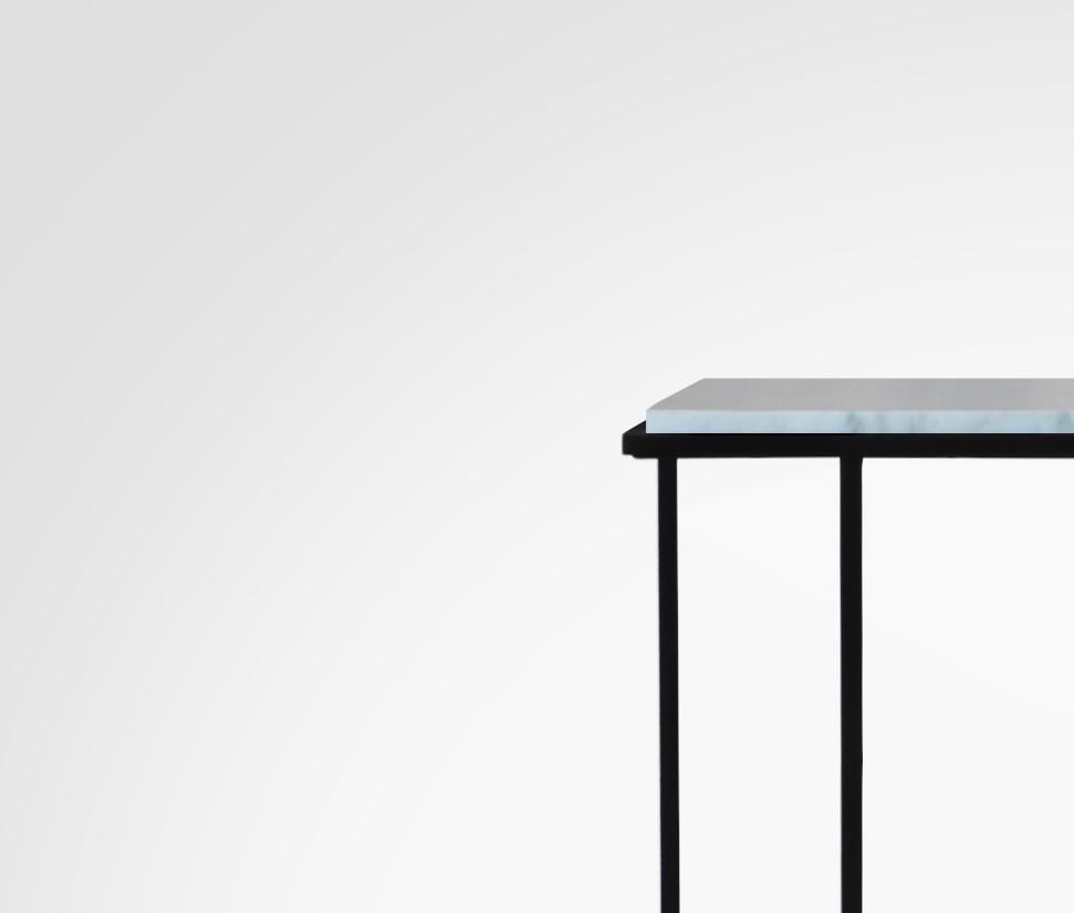 Hand-Crafted FramE Side Table: Elegant Design with 3D Frame , Carrara marble By DFdesignLab For Sale