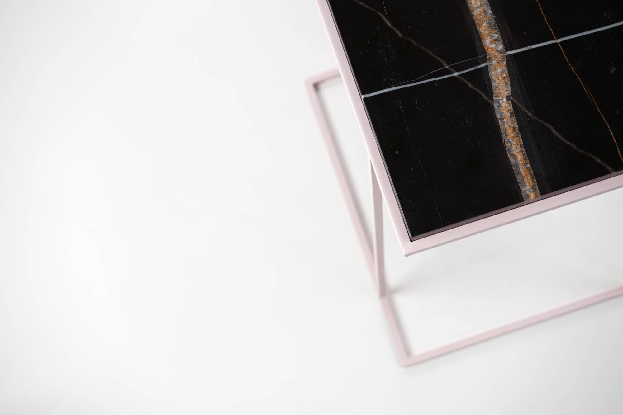 Minimalist FramE Side Table: Elegant Design with 3D Frame , Nero noir , Pink By DFdesignLab For Sale