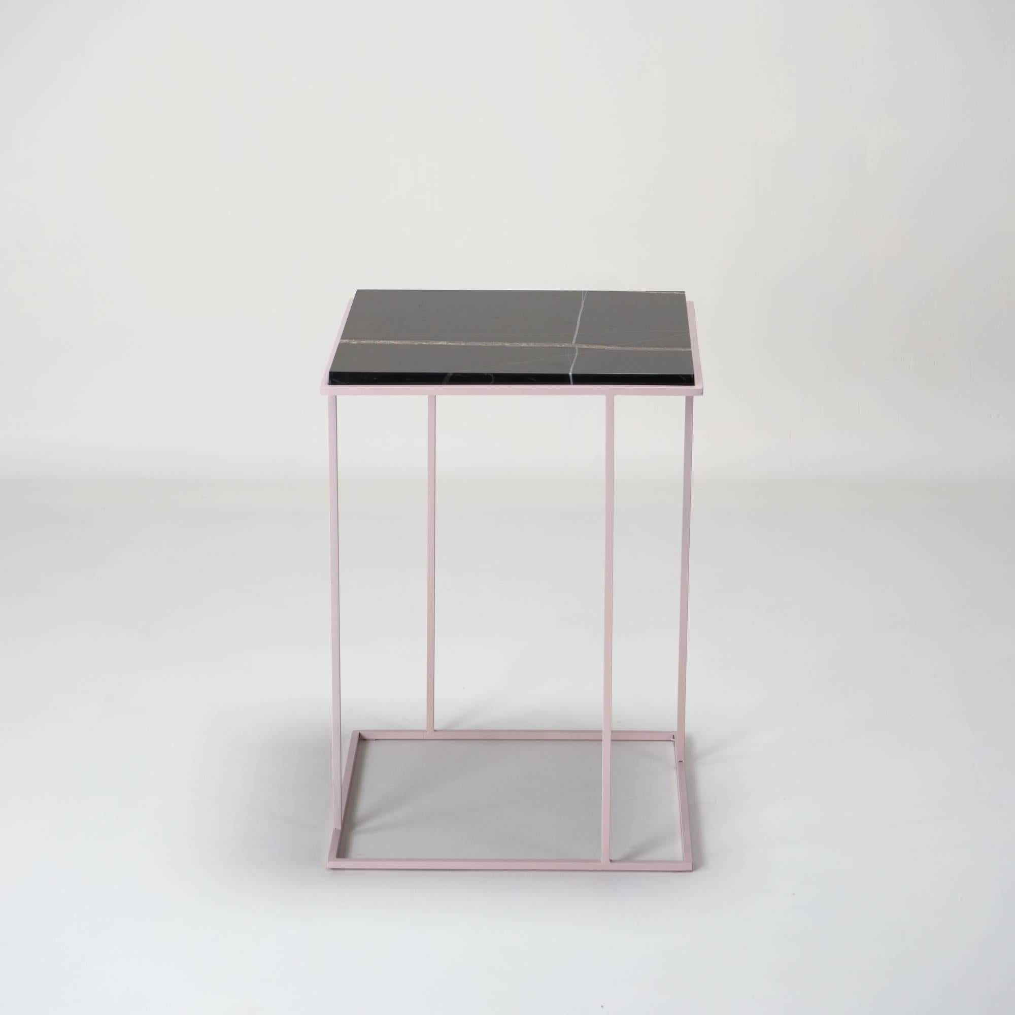 Italian FramE Side Table: Elegant Design with 3D Frame , Nero noir , Pink By DFdesignLab For Sale