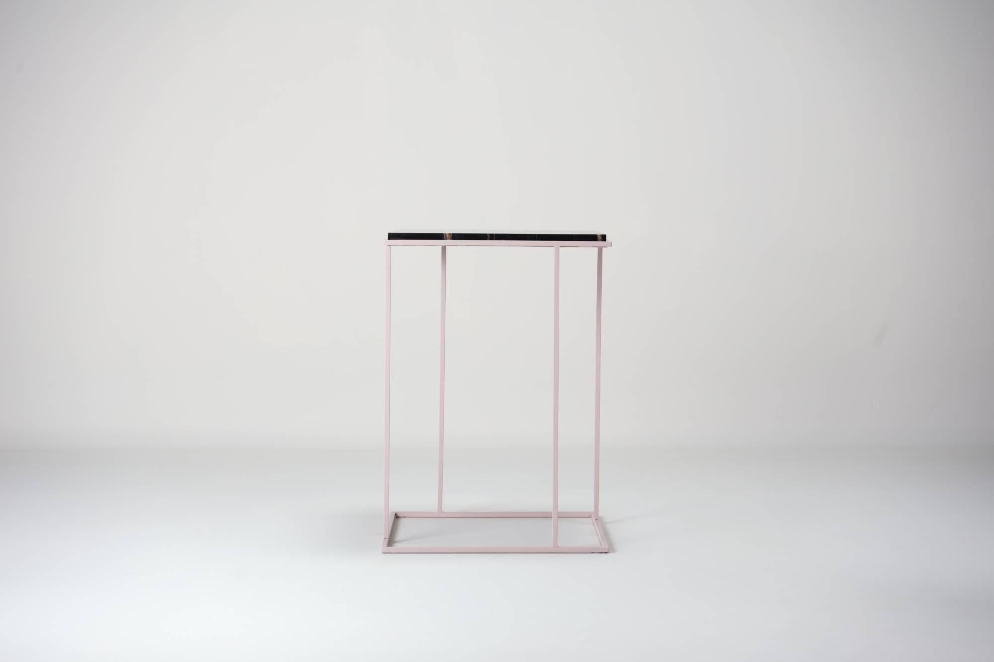 Hand-Crafted FramE Side Table: Elegant Design with 3D Frame , Nero noir , Pink By DFdesignLab For Sale