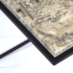 FramE Side Table: Elegant Design with 3D Frame , Resined fossil Travertine