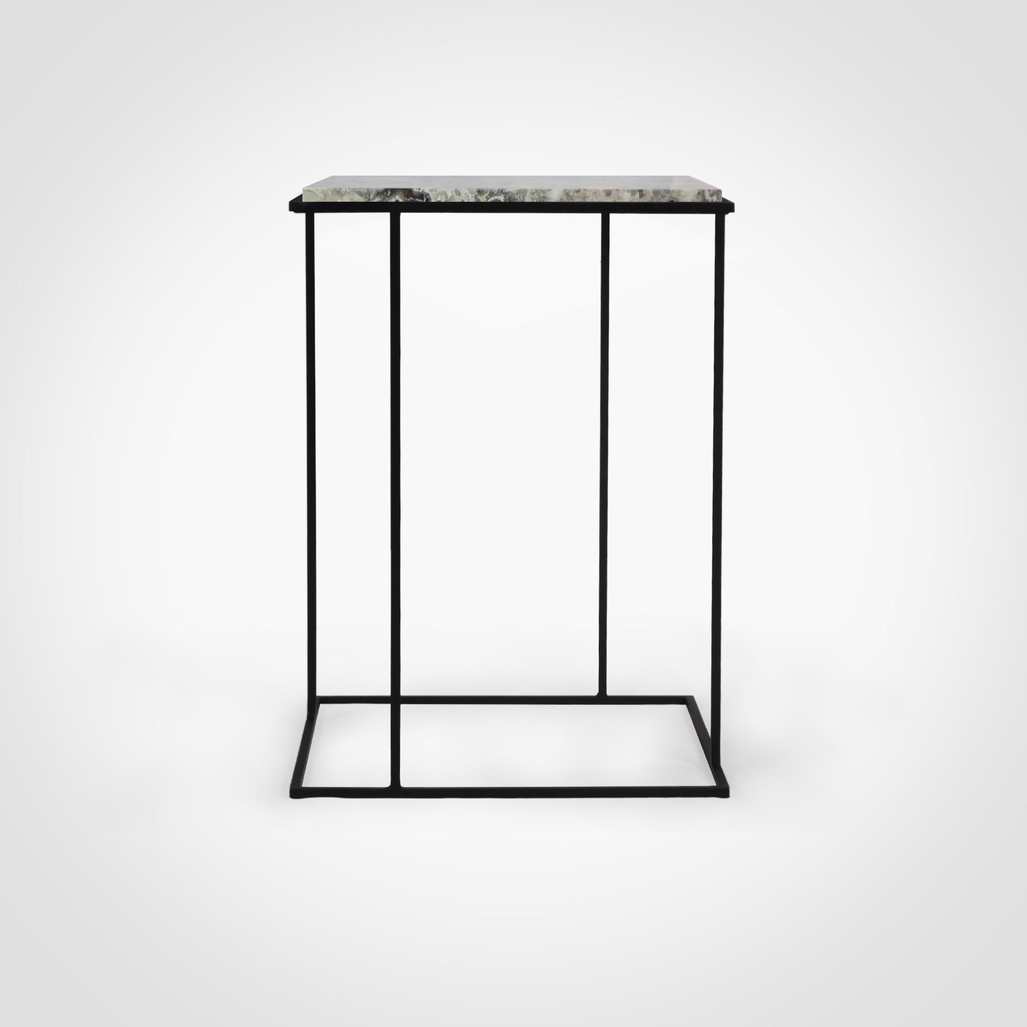 Italian FramE Side Table: Elegant Design with 3D Frame , Resined fossil Travertine For Sale