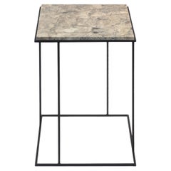 FramE Side Table: Elegant Design with 3D Frame , Resined fossil Travertine