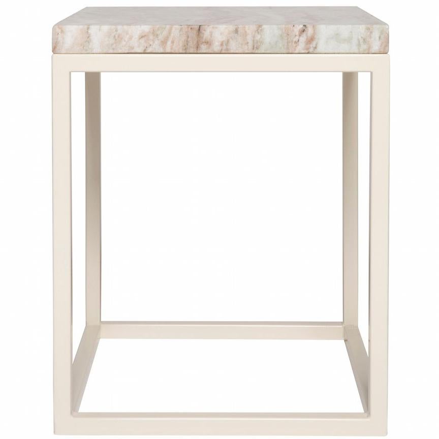 Frame Side Table in Oyster Base with Fantasy Brown Surface For Sale