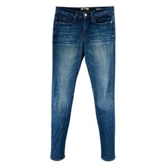 FRAME Size 29 Ethan Blue Wash Cotton Blend Skinny Distressed Jeans