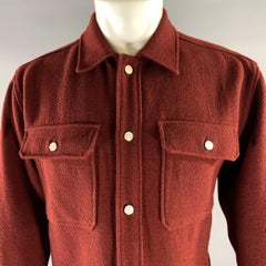 FRAME Size S Burgundy Wool Cotton Shirt Jacket