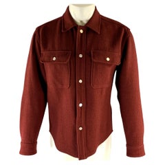 FRAME Size S Burgundy Wool Cotton Shirt Jacket
