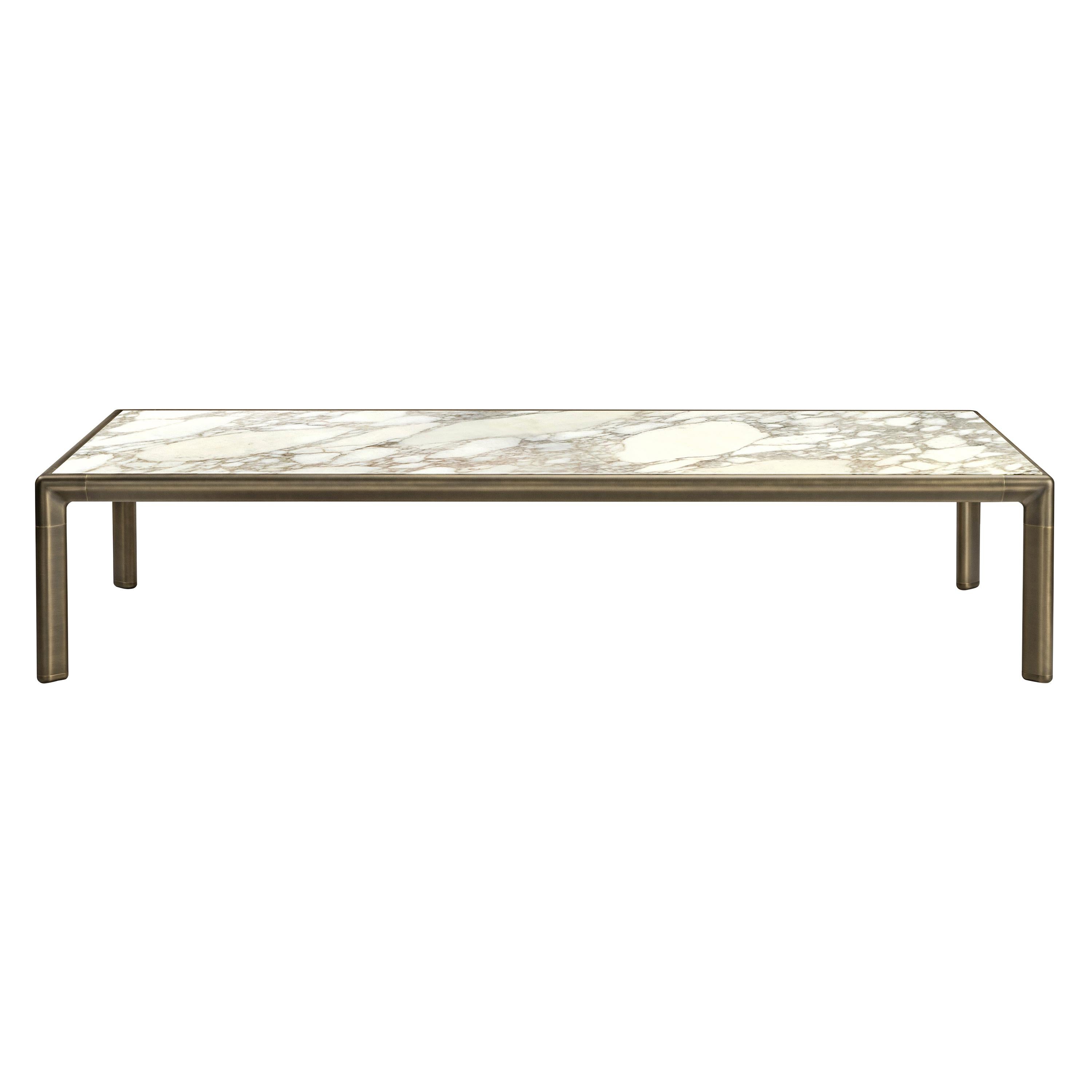 Frame Small Coffee Table in Calacatta Gold Marble Top with Brown Burnished Brass
