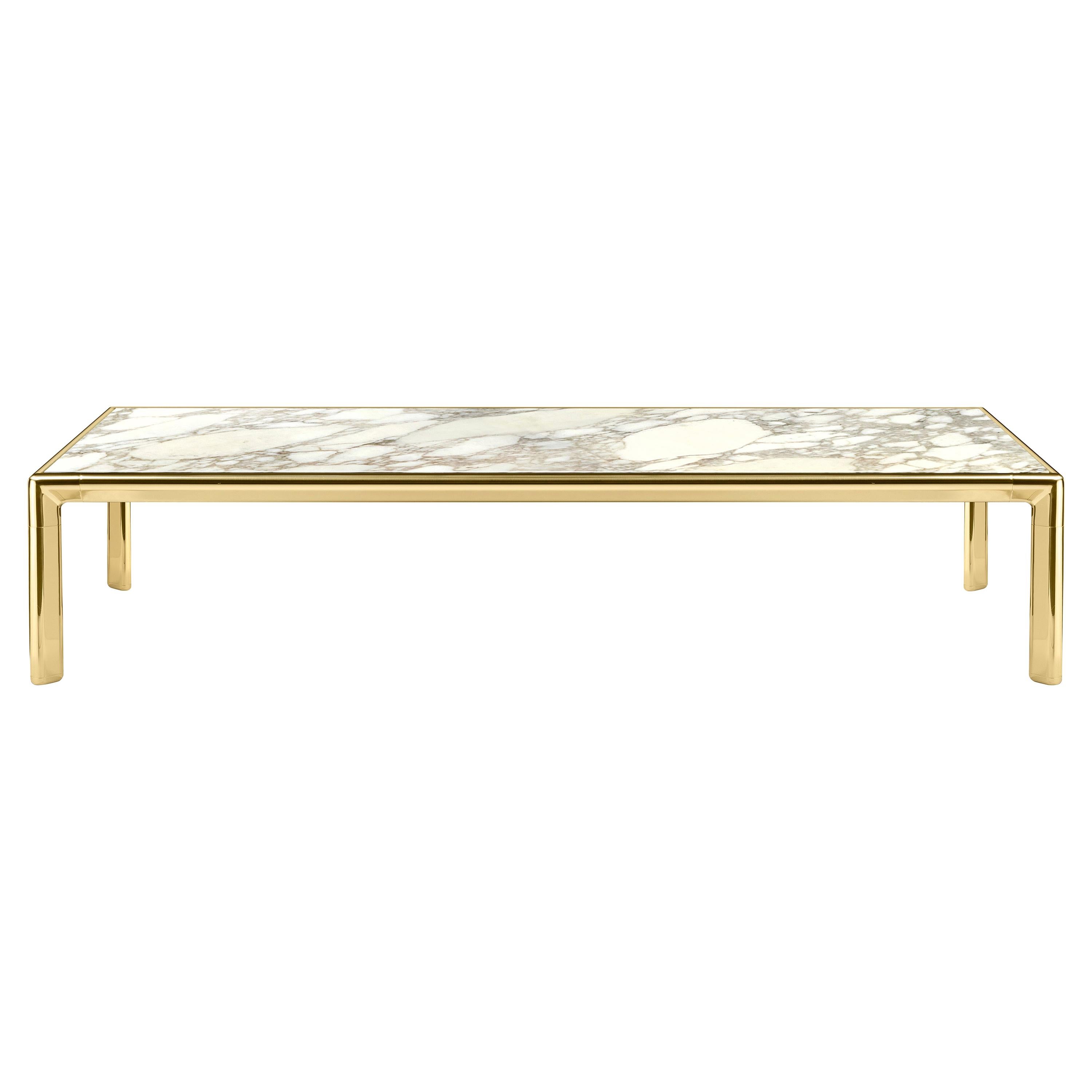 Frame Small Coffee Table in Calacatta Gold Marble Top with Polished Brass For Sale