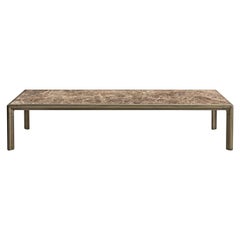 Petite table basse Frame avec plateau en marbre foncé Emperador et laiton brun bruni