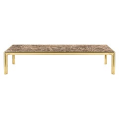 Frame Small Coffee Table in Emperador Dark Marble Top with Polished Brass